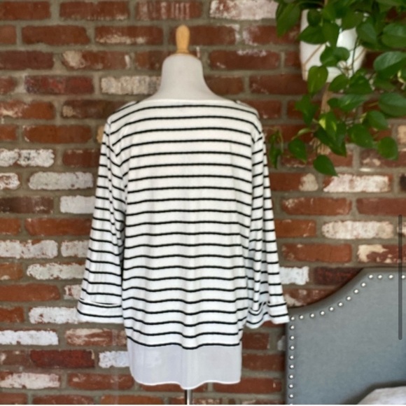 Vince Camuto Blue White Striped Knit Tunic Top Size XL New with tags - Picture 5 of 10